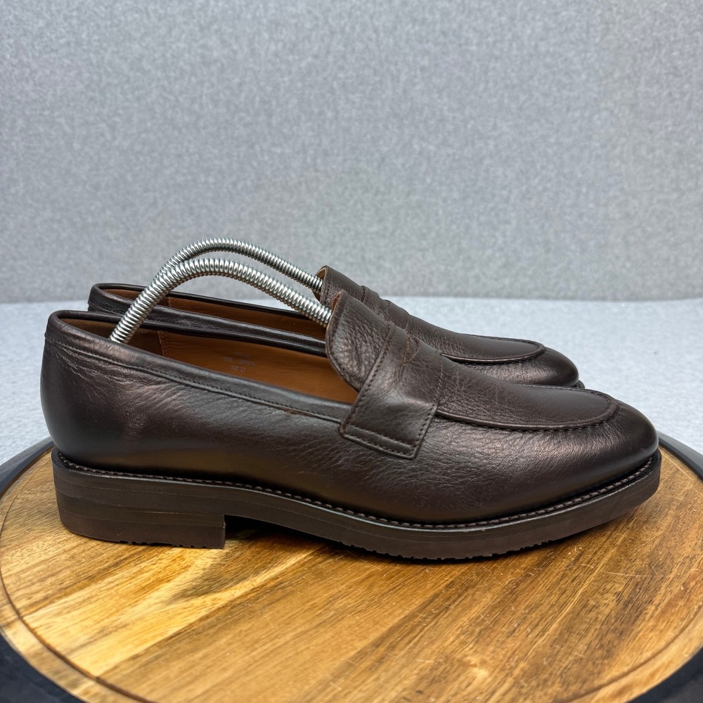 Allen Edmonds Damon Penny Loafers Mens 10 D Dark Brown Pebbled Leather 6649